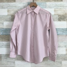 Brooks Brothers Striped Career Shirt Pink White Striped Non Iron Cotton Womens 8 - £19.50 GBP