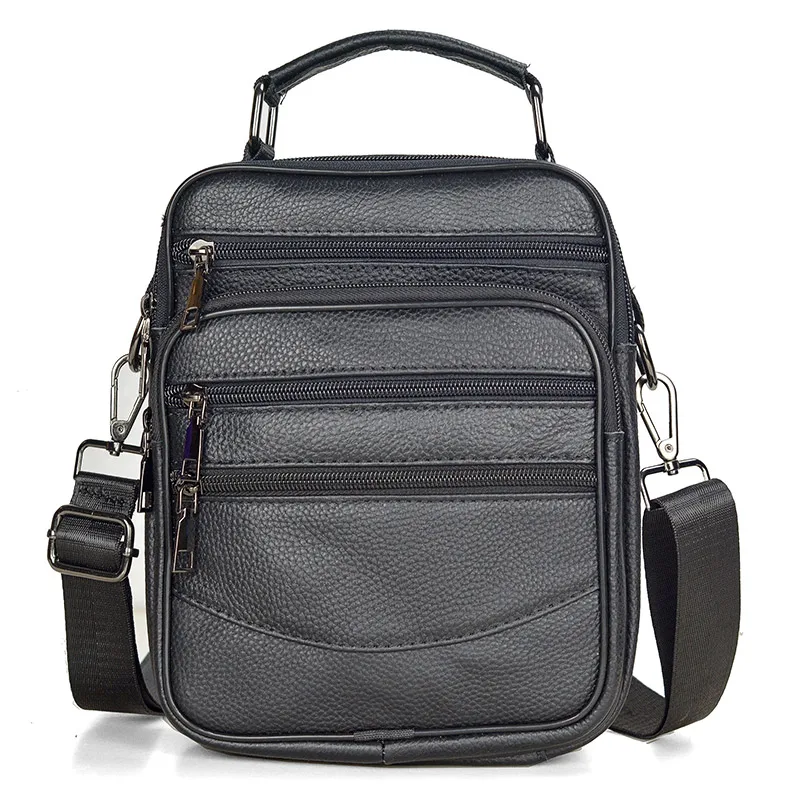 Fashion Men Genuine Leather Handbags Small Men&#39;s Shoulder Bag for Tablet... - $48.50