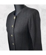 St. John Separates Black Long Cardigan Sweater Gold Logo Buttons - Women... - $106.58 CAD