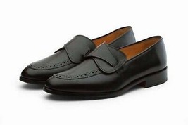 New Pure Handmade Black Leather Loafer Moccasin Shoes for Men&#39;s - £125.76 GBP