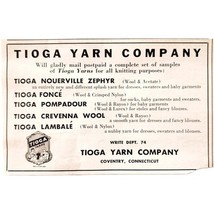 1957 Tioga Yarn Co Coventry Connecticut Advertisement Crafts Sewing Supp... - $374.24 MXN