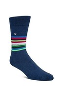 CALVIN KLEIN Mens Socks Lux Blend Striped Crew Blue $18 - NWT - $4.49