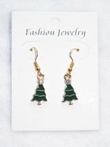 Xmas In July!! Gold Christmas Tree 3/4&quot; Earrings Rhinestone Star Reduced!! - £3.07 GBP