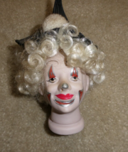 Vintage 1970s Porcelain Girl Clown Doll Head and Neck 3 1/2&quot; Tall - £14.75 GBP
