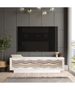 Fonda TV Unit Stand White Entertainment Center Console with Storage Shel... - $5,541.33 MXN