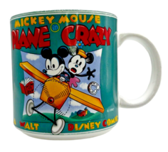 Vintage Walt Disney Mickey &amp; Minnie Mouse Plane Crazy Coffee Cup Mug Japan *Chip - £10.10 GBP