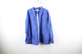 Vintage 70s Streetwear Womens 3XL Full Zip Cafe Racer Windbreaker Jacket Blue - £38.91 GBP