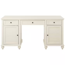 Hamilton 63 In. Rectangular Off-White 3-Drawer Computer Desk with Keyboard Tray - £826.84 GBP