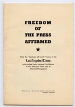 Freedom Of The Press Affirmed Los Angeles Times Victory U S Supreme Court 1941 - £37.89 GBP