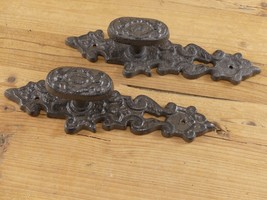 2 Cast Iron LARGE Antique Style FANCY Barn Handle Gate Pull Shed Door Ha... - $28.99