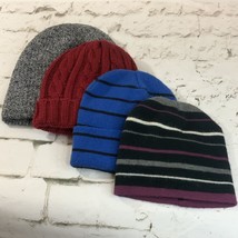 Beanie Caps Lot Of 4 Cold Weather Simple Gray Red Blue Hats OSFM Unbranded - £7.90 GBP