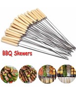 Set of 20 Barbecue Skewers Stainless Steel Metal BBQ Kebab Sticks Handle... - £11.56 GBP