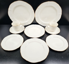 (2) Noritake Chandon 5 Pc Place Settings White Floral Gold Trim Elegant ... - $118.47