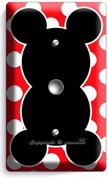 MICKEY MOUSE EARS POLKA DOTS LIGHT DIMMER VD CABLE WALL PLATE COVER BABY NURSERY