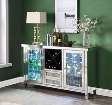 Noralie Wine Cabinet w/Led, Mirrored &amp; Faux Diamonds - $1,559.00