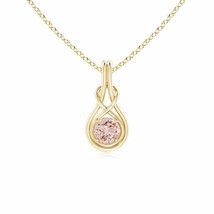 ANGARA Round Morganite Solitaire Infinity Knot Pendant in 14K Solid Gold - £372.03 GBP