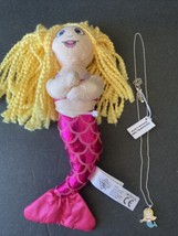 The Petting Zoo 8&quot; Plush Mermaid with Pink Fin, Blonde Hair &amp; Necklace Silver - £9.72 GBP