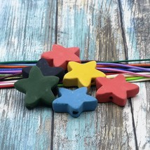 Large Ceramic Star Beads 6 Pcs  Assorted Matt Colorful Craft Beads For Jewelry - £45.81 GBP