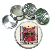 Tarot Card D12 Aluminum Herb Grinder 2.5&quot; 63mm 4 Piece XI Justice - £13.38 GBP