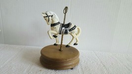 Gorgeous Vintage Ceramic Porcelain Black and White Horse Carousel Musical Box - £12.01 GBP