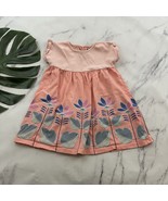 Tea Collection Girls Dress Size 4 Peach Pink Stripe Floral Cotton Play C... - €19,45 EUR