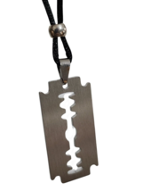 Razor Blade Necklace Peaky Pendant Boho Vegan Adjustable Beaded Cord Jewellery - £5.92 GBP