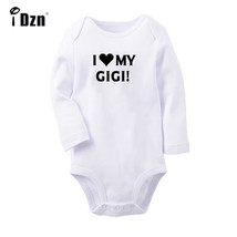 I Love My Gigi Print Baby Bodysuit Newborn Romper Toddler Long Sleeve Jumpsuits - £8.66 GBP