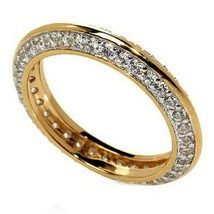 1Ct Moissanite VVS1 Diamond Pave 14K Yellow Gold Plated Knife-Edge Eternity Ring - $102.84