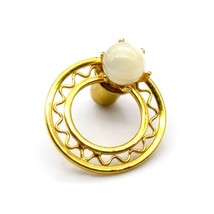 Elegant Vintage MOP Tie Tack, Circular Filigree Lapel Pin is Anchored - £19.88 GBP