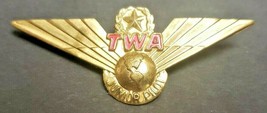 Vintage 1970&#39;s TWA Trans World Airlines Junior Pilot Wings Metal Pin Bad... - £7.81 GBP