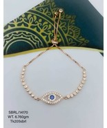 Evil Eye Solid Gold-Plated Bracelet in Sterling Silver with Cubic Zircon... - $175.00