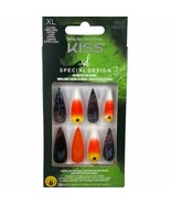 NEW Kiss Nails Halloween Glue Press Manicure XL Stiletto Black Orange Ca... - $23.41 CAD