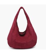 Katherine Slouchy Vegan Suede Round Hobo Tote Wine - $58.41