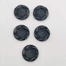 Five (5) Vintage Black Swirl Rim Plastic Buttons -- 1 1/8&quot; Diameter - 1/8&quot; Deep  - £7.58 GBP