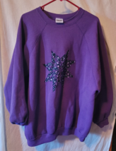 VTG Womens Tultex Sweatshirt Plus Size 3X Purple Star Quilt Design USA M... - $19.99