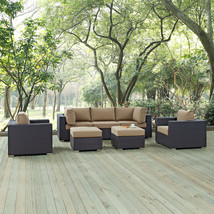 Convene 7 Piece Outdoor Patio Sectional Set Espresso Mocha EEI-2200-EXP-MOC-SET - £2,320.92 GBP