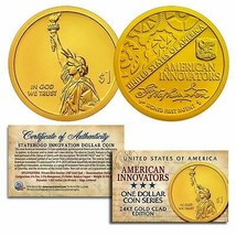 American Innovation Stateh $1 Dollar US Coin - 2018 1st Release plated 24K GOLD - £7.49 GBP