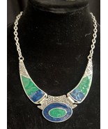 BEAUTIFUL THAILIA SODI TRIBAL STATEMENT BLUE GREEN ENAMEL NECKLACE &amp; EAR... - €21,41 EUR