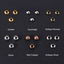 40 Assorted Spacer Beads Mixed Lot Round Metal Copper Silver Gold 5mm Fi... - $3.35