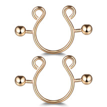 2pcs Rose Gold Sexy non Piercing Clip on nipple rings Jewelry for Women - £14.75 GBP