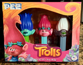 Troll Pez Candy Dreamworks New Trolls Set Poppy Branch Guy Diamond Sealed Box - £11.62 GBP