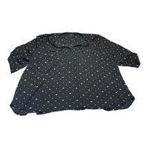 Torrid Blouse Top Women&#39;s 5 Black Kitty Print Polyester Roll Tab Sleeve ... - £23.20 GBP