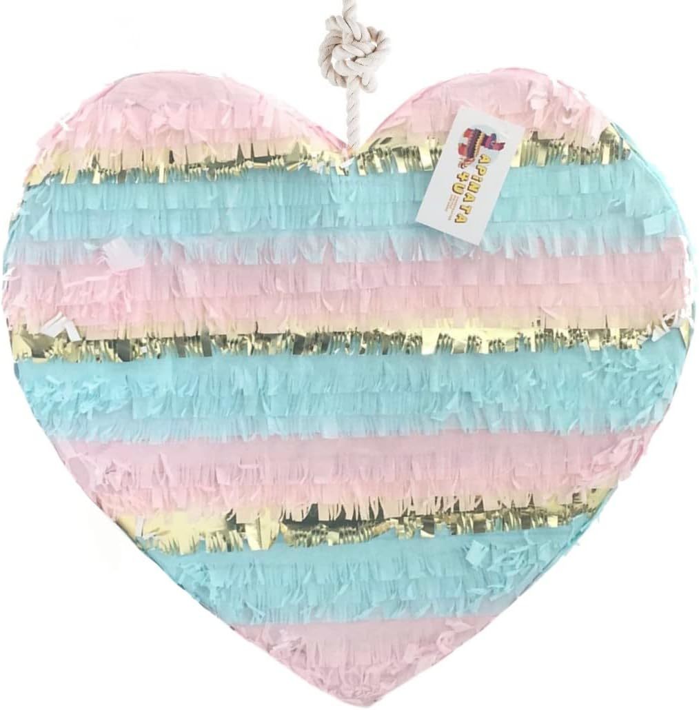 17&quot; Tall Heart Pinata For Gender Reveal Party He or She Boy or Girl Pink... - $39.99