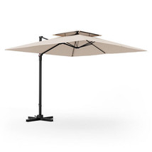 9.5 Feet Cantilever Patio Umbrella with 360?° Rotation and Double Top-Beige - Co - $302.44 CAD