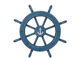 Rustic All Light Blue Decorative Ship Wheel With Anchor 18&quot;&quot; - £40.38 GBP