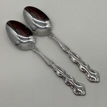 Oneida Silver Deluxe Mozart Teaspoon Lot 2 Spoons Stainless 6" Glossy Sc... - $6.83
