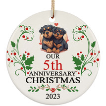 Our 5th Anniversary 2023 Ornament Gift 5 Years Christmas Rottweiler Dog Couple - £11.61 GBP