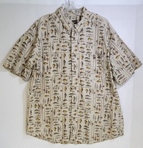 Woolrich Button Up Shirt Mens XL Freshwater Fish Khaki Tan Original Outdoor - $17.72
