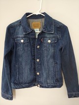 Levi&#39;s Girls&#39; Dark Wash Cotton Denim Button-Front Trucker Jacket Sz LG 12-13 Yrs - £23.94 GBP