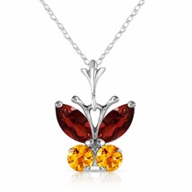 Galaxy Gold GG 14k White Gold 18&quot; Necklace with Garnet and Citrine Butterfly Pen - £254.86 GBP